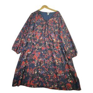 Ava&Viv Floral Print Long SLeeve Dress size 3X Blue/Red